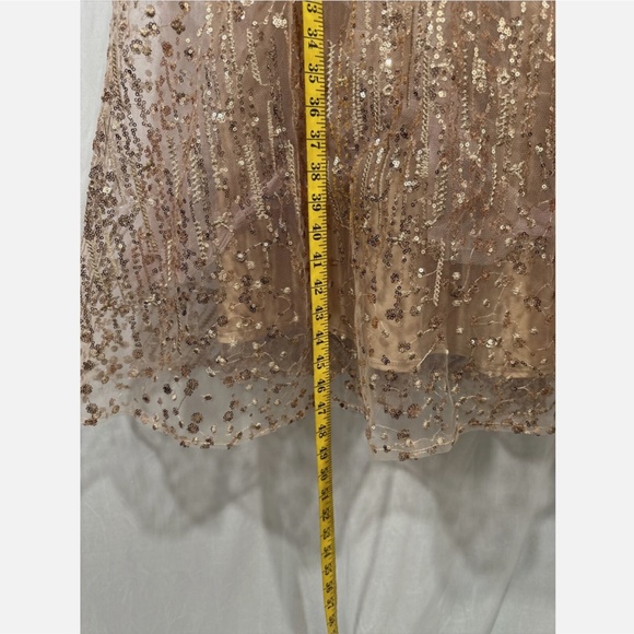 NWT $698 Mac Duggal [ 8 ] Sequined Cap Sleeve Fit and Flare Dress Bronze MIDI‎ - Picture 8 of 16